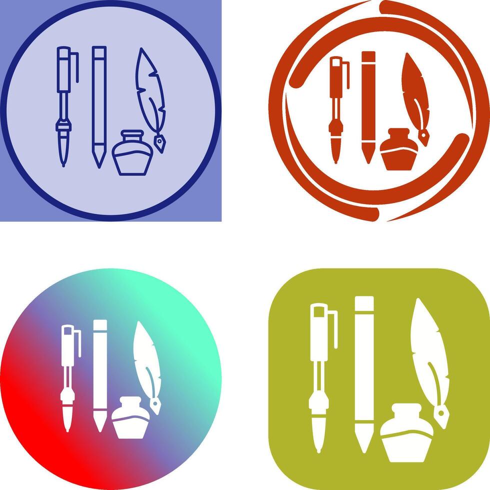 Unique Writing Equipment Icon Design vector