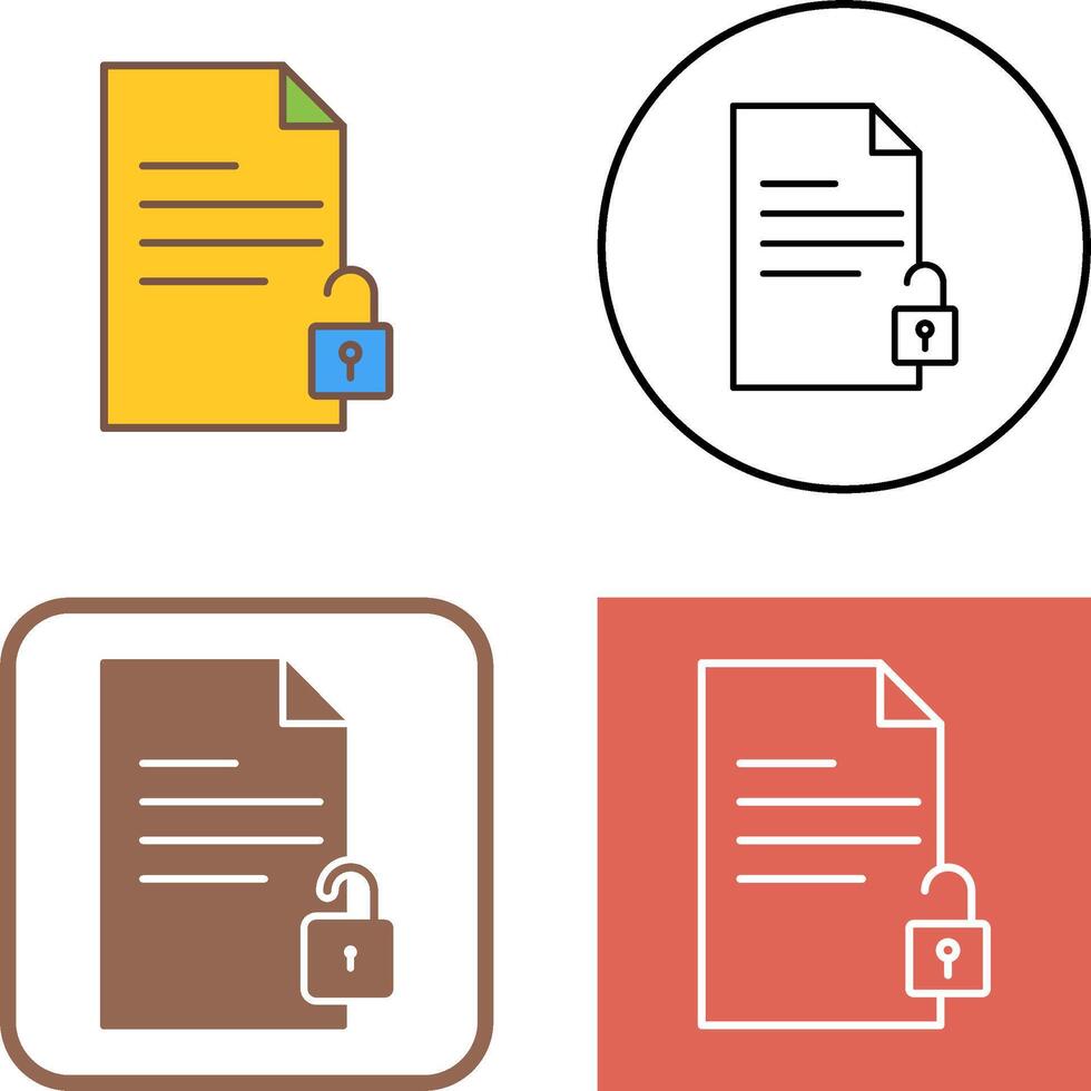 Unlock Documents Icon Design vector