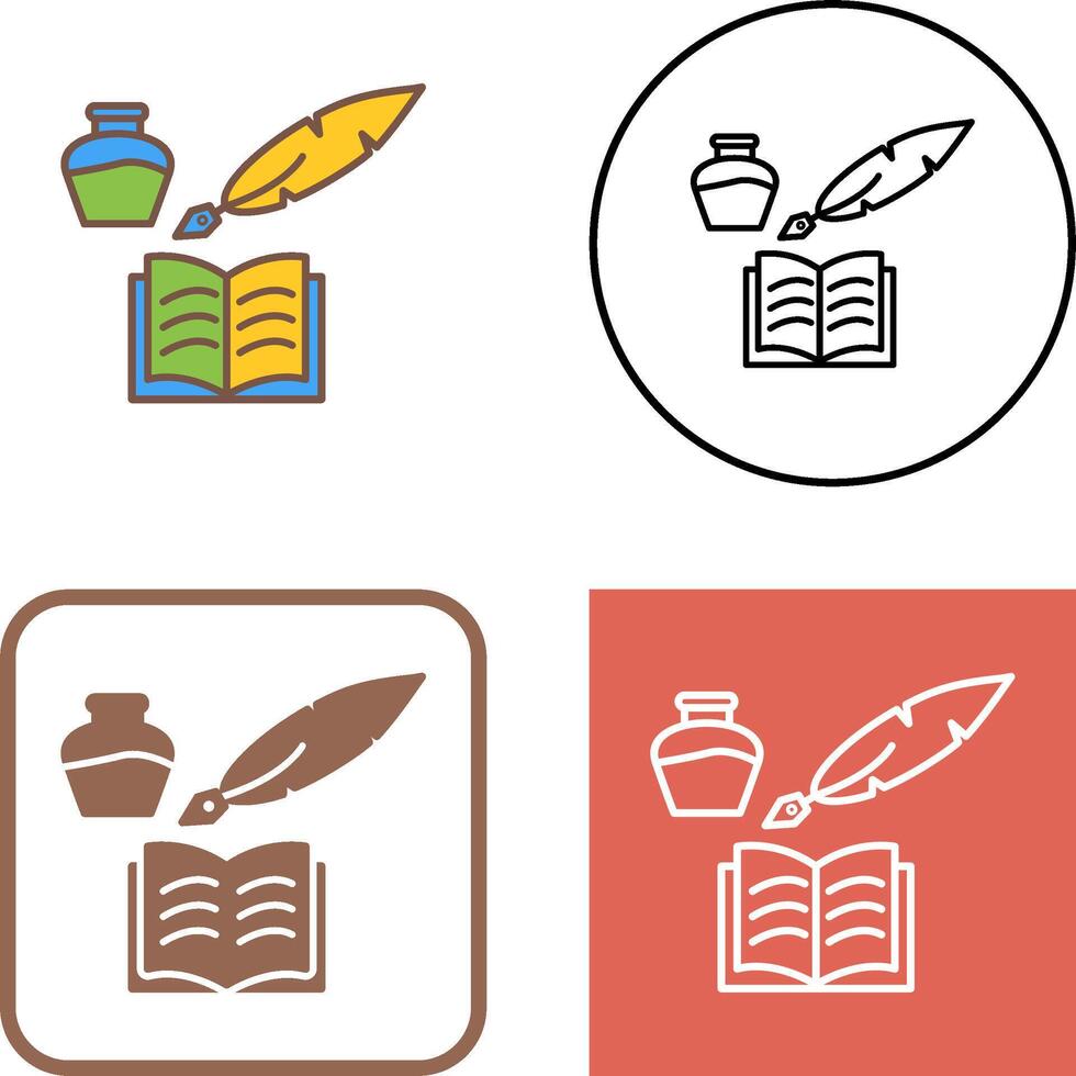Unique Quill and Book Icon Design vector