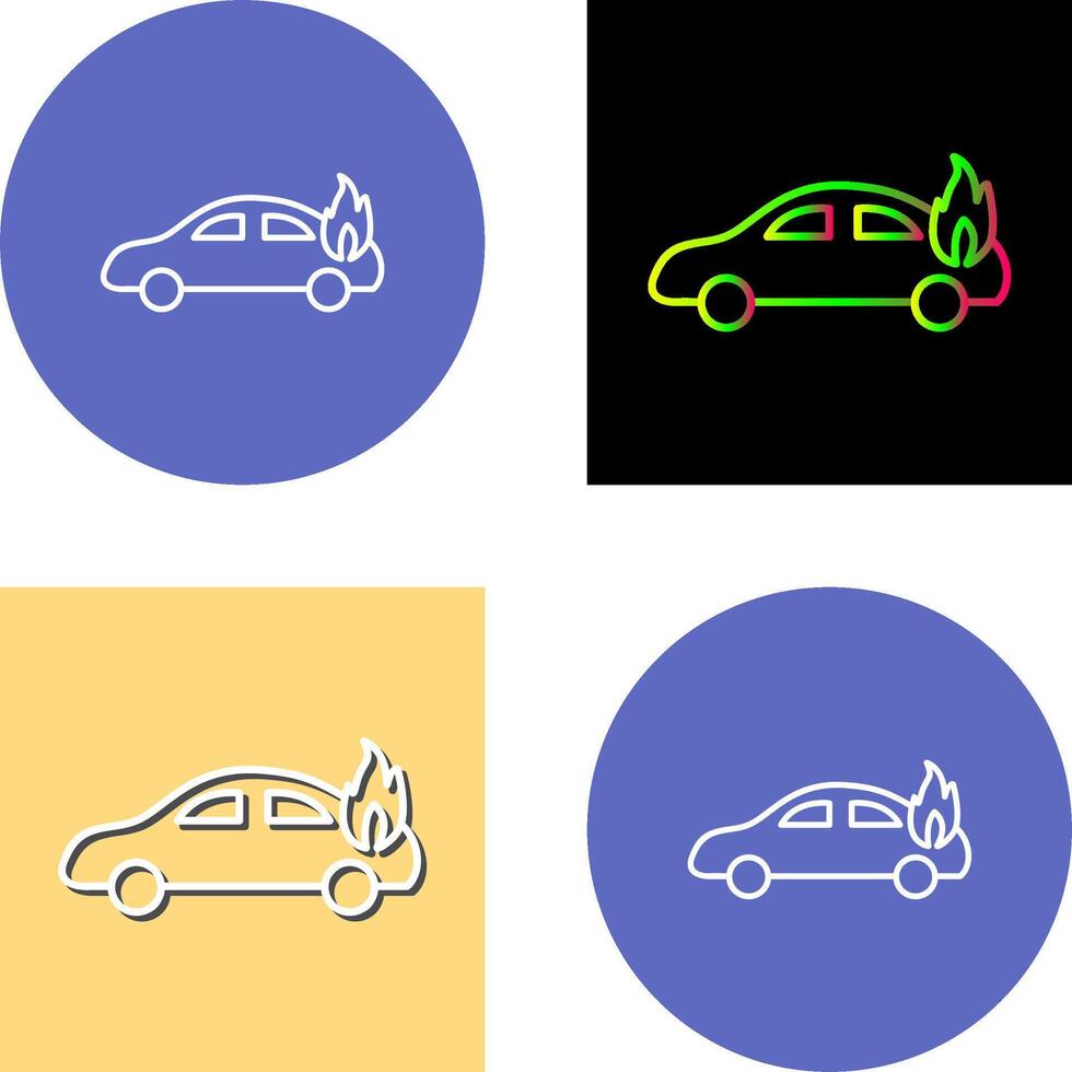 Unique Car on Fire Icon Design vector