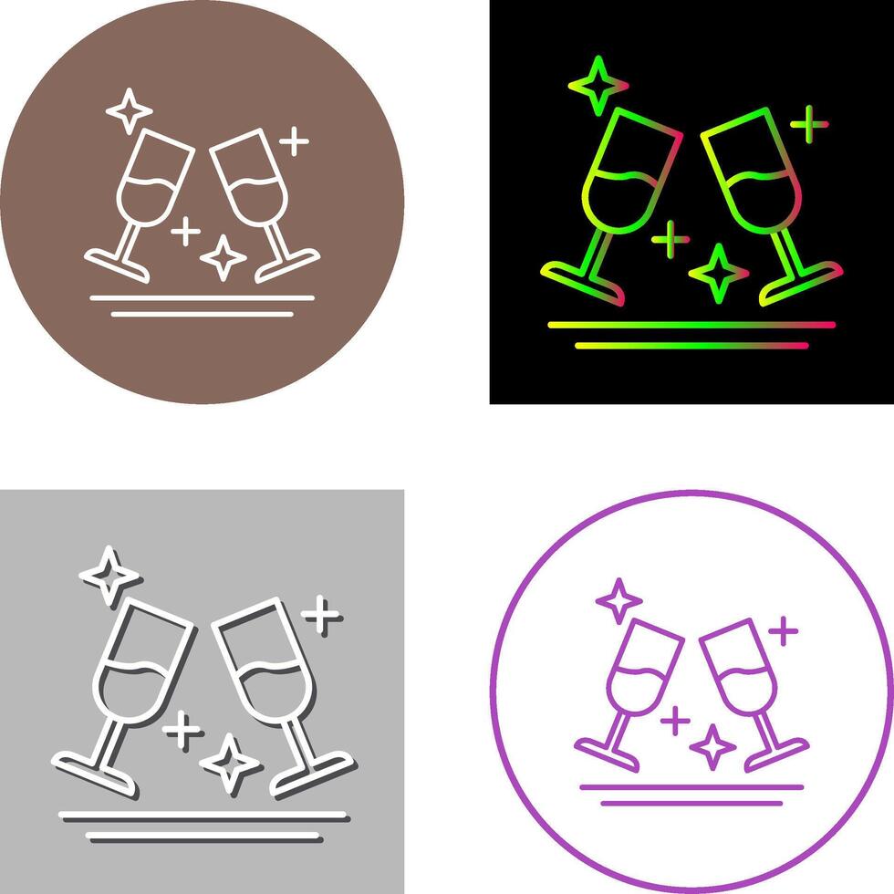 Two Glasses Romantic Icon Design vector
