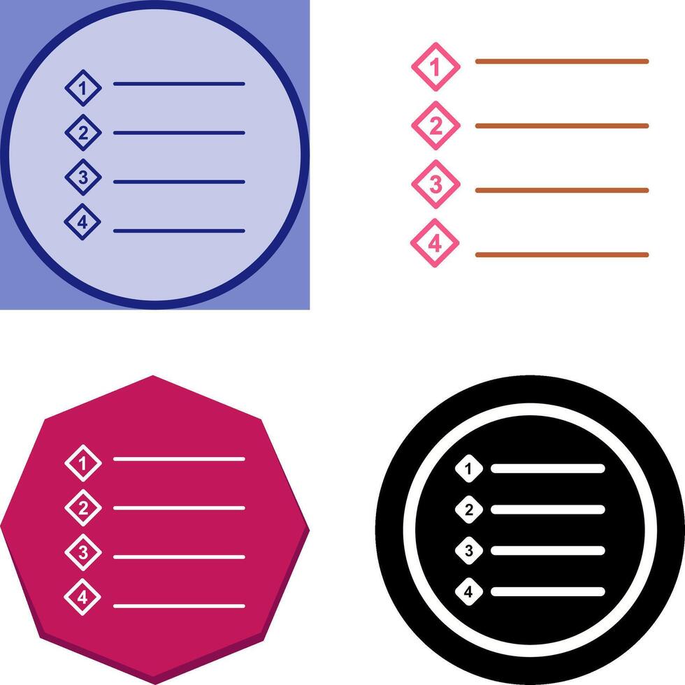 Unique Numbered list Icon Design vector