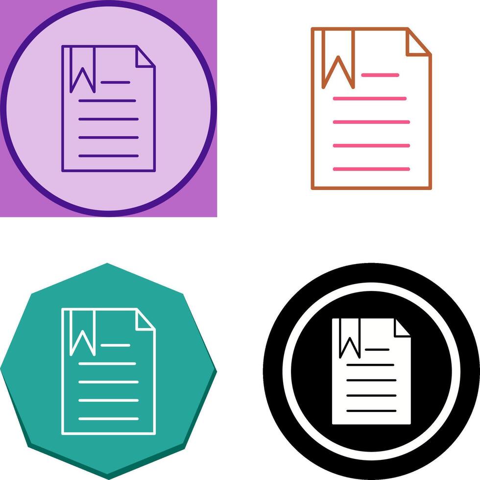 Unique Bookmarked Document Icon Design vector