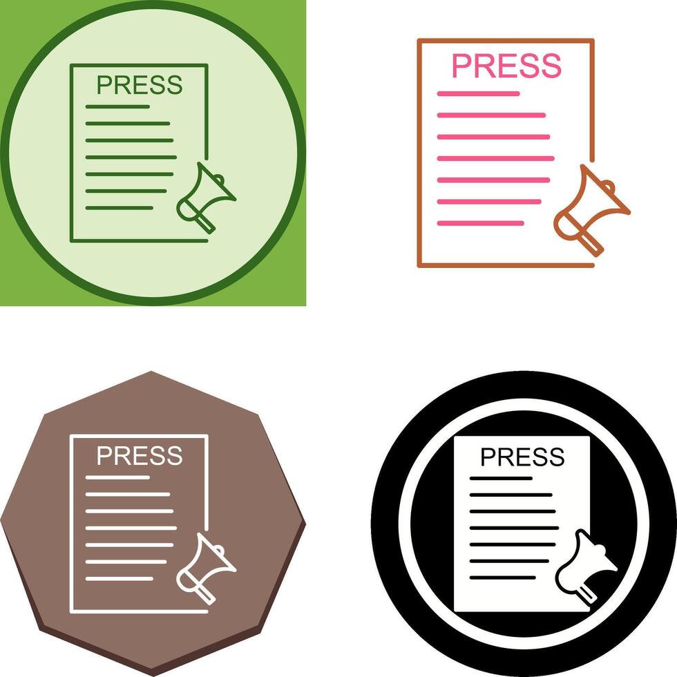 Unique Press Releases Icon Design vector
