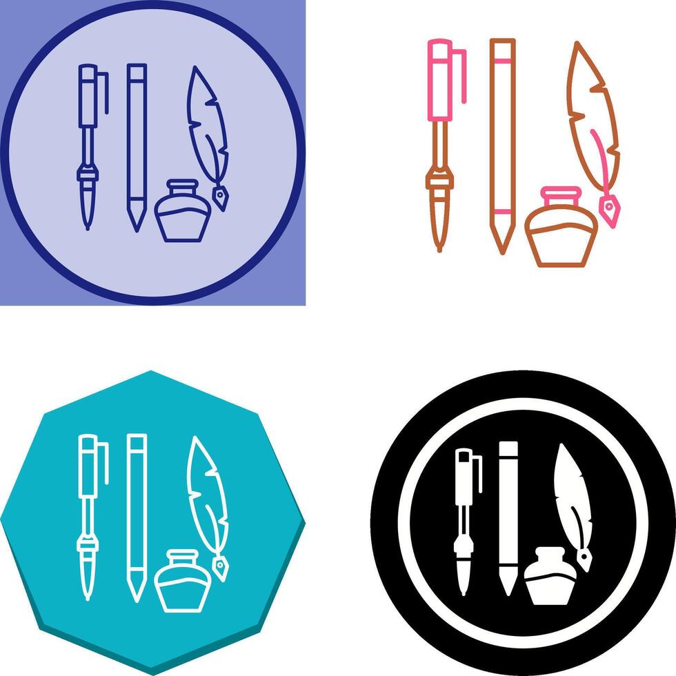 Unique Writing Equipment Icon Design vector