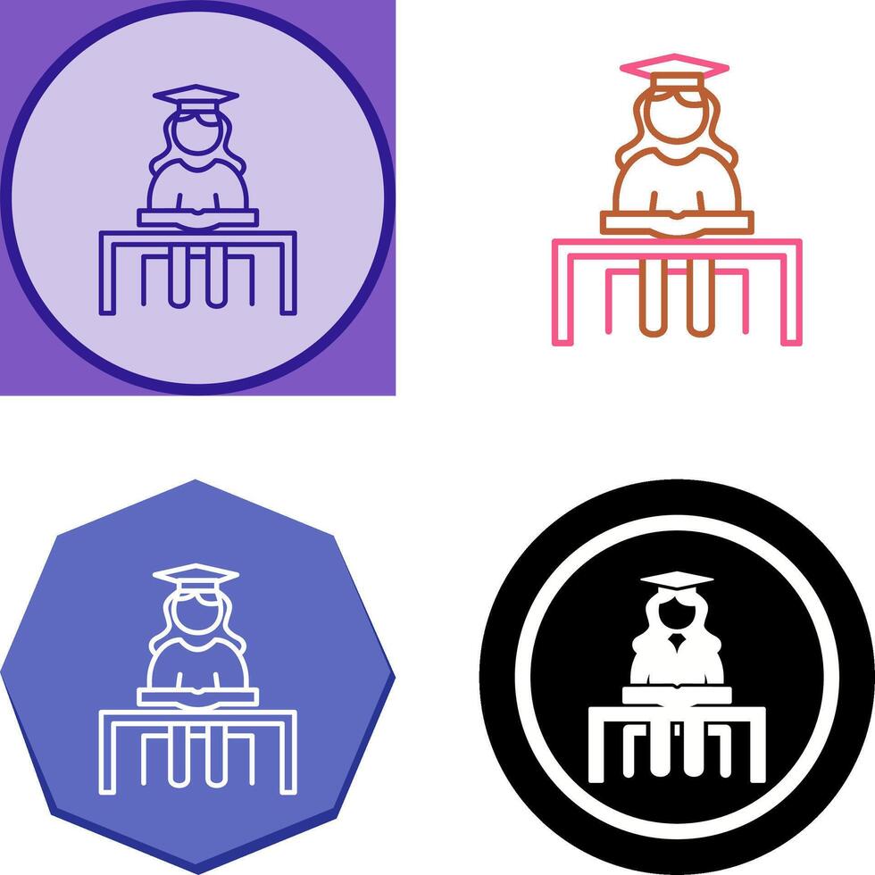 Unique Female Student Studying Icon Design vector