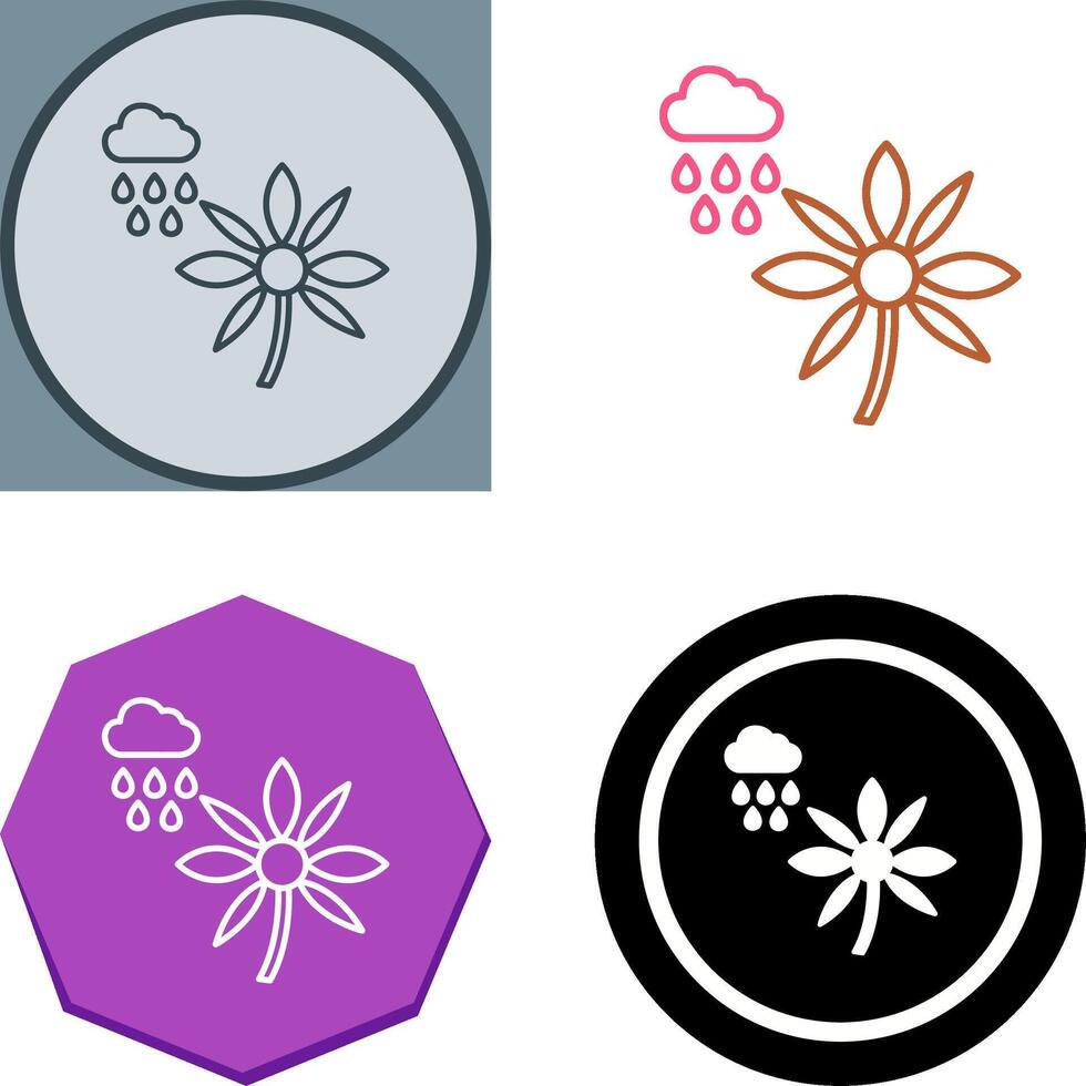 Flower with rain Icon Design vector