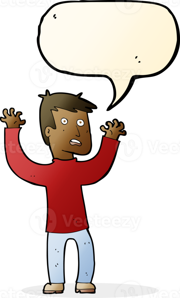 cartoon terrified man with speech bubble png
