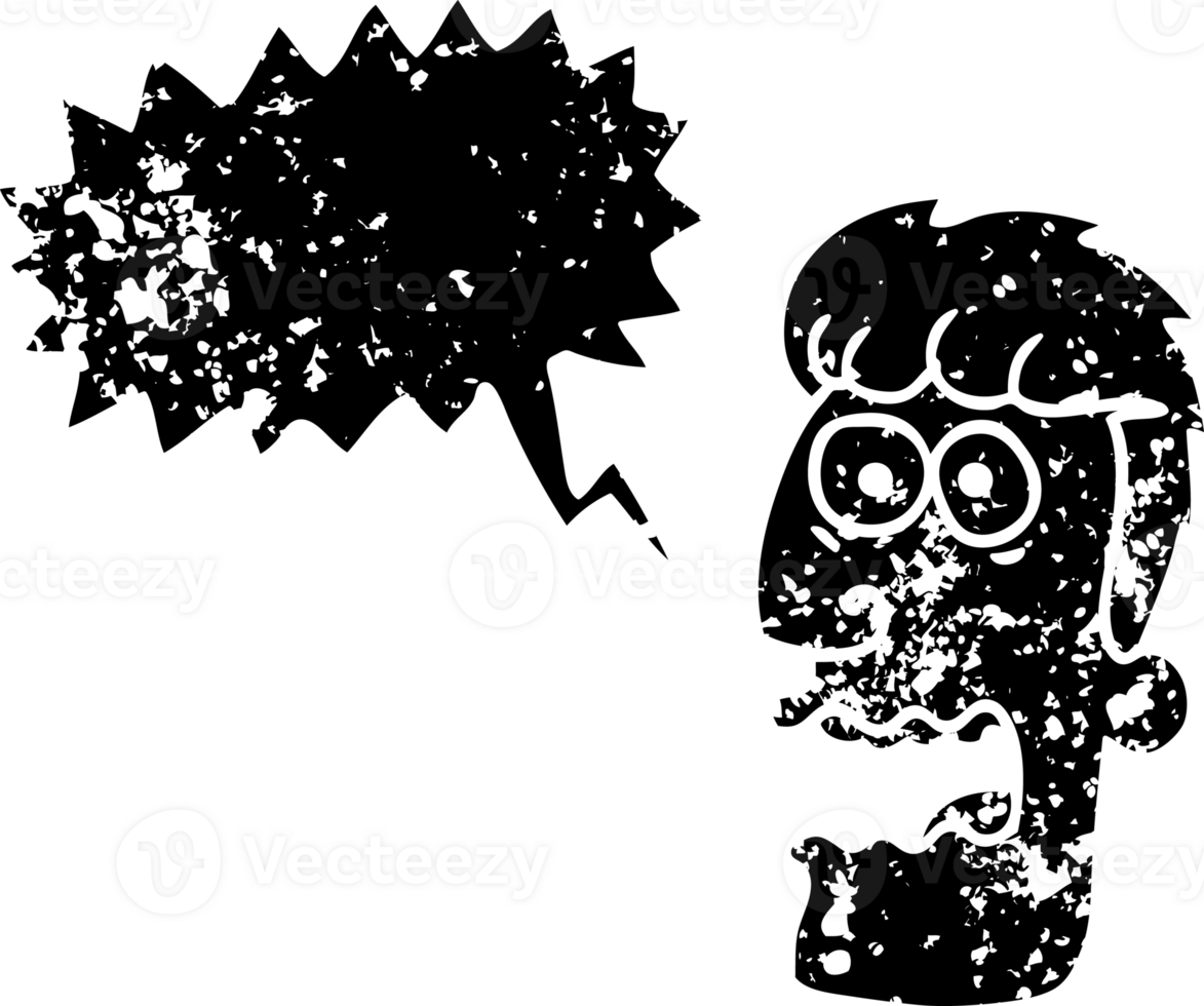 hand drawn speech bubble cartoon shocked man distressed icon png