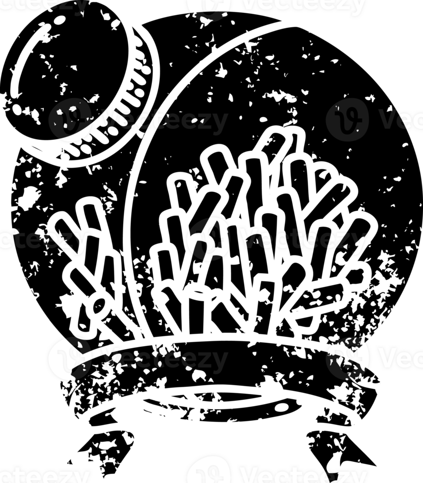 scroll banner with black line work tattoo style jar of candy distressed icon png