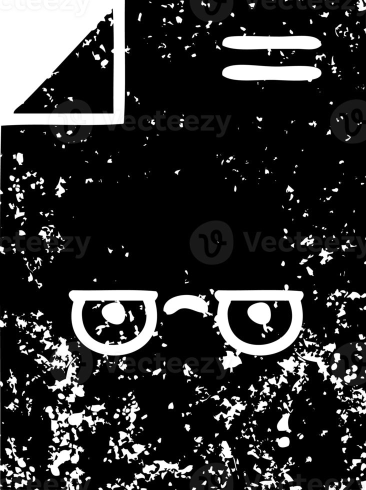 line drawing cartoon of a sheet of paper  distressed icon png