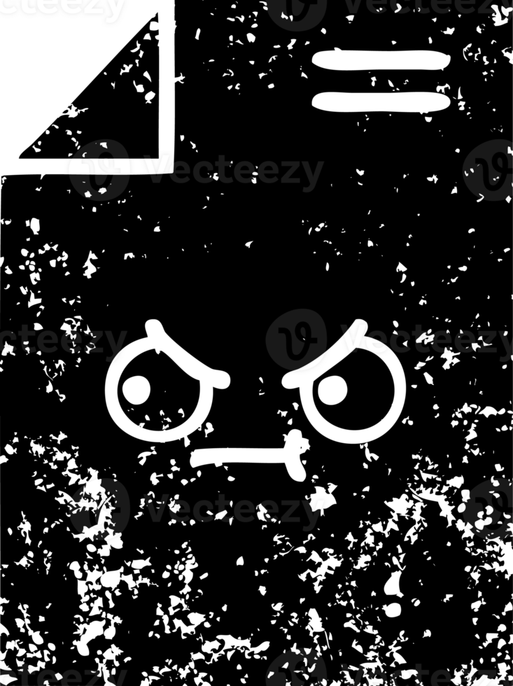 line drawing cartoon of a sheet of paper  distressed icon png