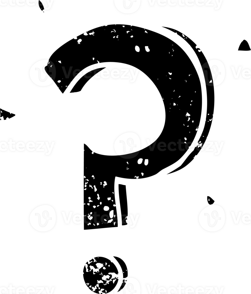 cartoon question mark distressed icon png