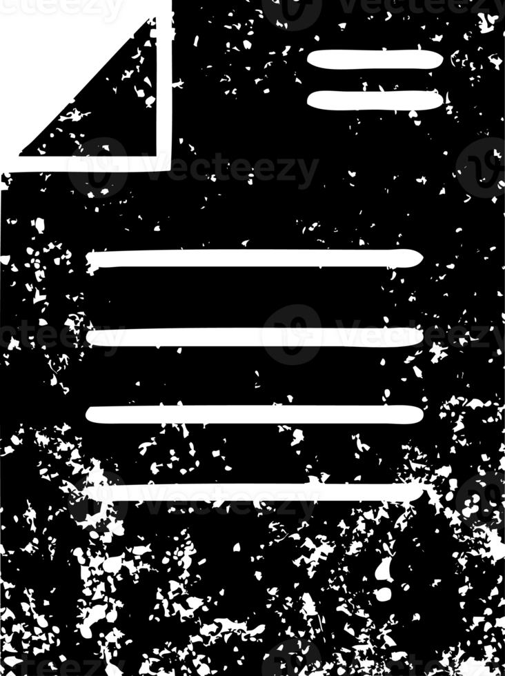 line drawing cartoon of a sheet of paper distressed icon png