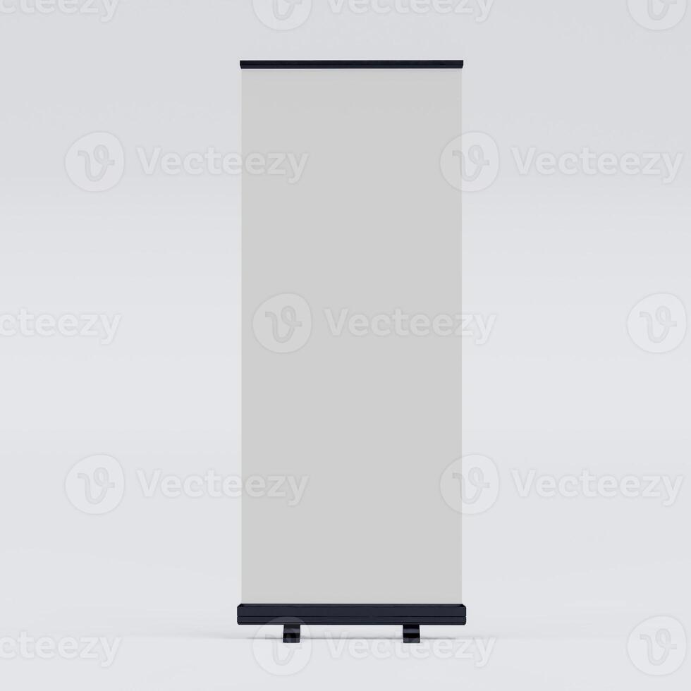 Empty Signage Stand Design Template. Mockup display for advertising, poster, billboard or represent promotion product concept. 3D Rendering photo