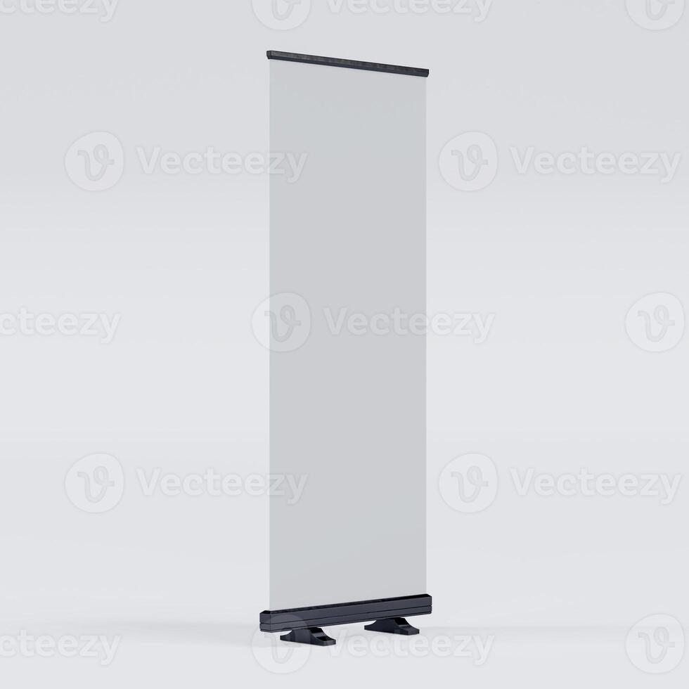 Empty Signage Stand Design Template. Mockup display for advertising, poster, billboard or represent promotion product concept. 3D Rendering photo