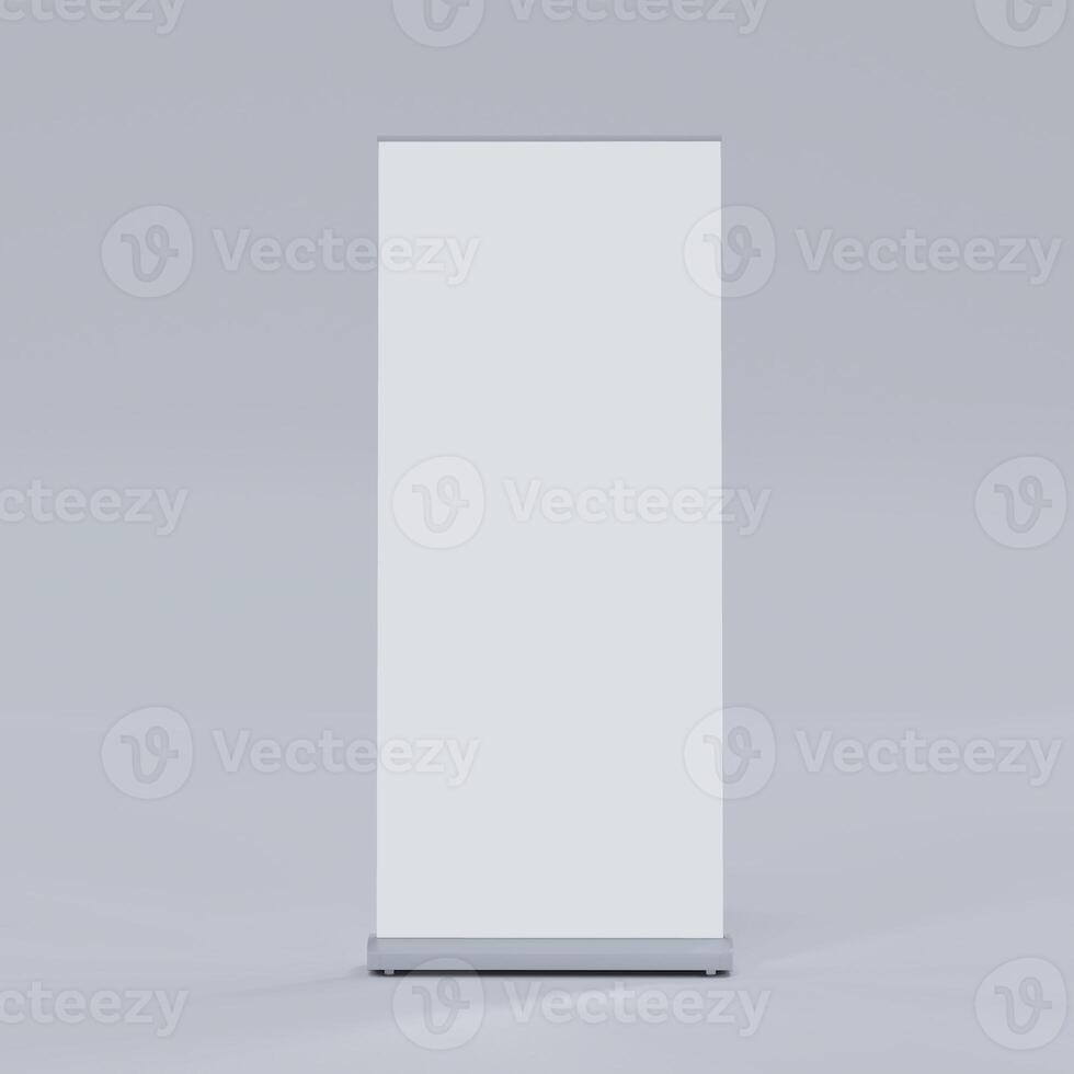 Empty Signage Stand Design Template. Mockup display for advertising, poster, billboard or represent promotion product concept. 3D Rendering photo