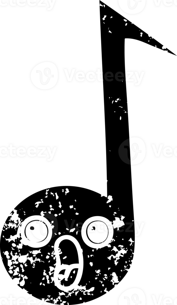 line drawing cartoon of a musical note distressed icon png
