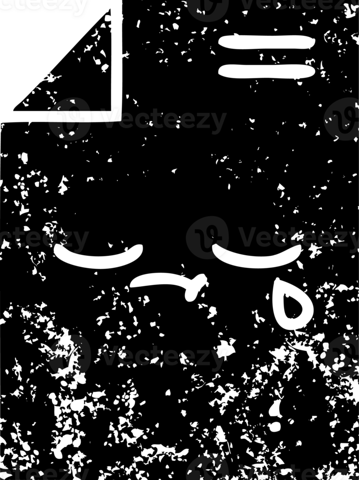 line drawing cartoon of a sheet of paper  distressed icon png