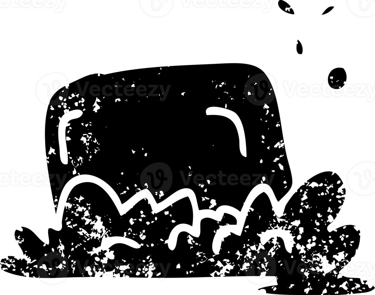 line drawing cartoon bar of soap distressed icon png