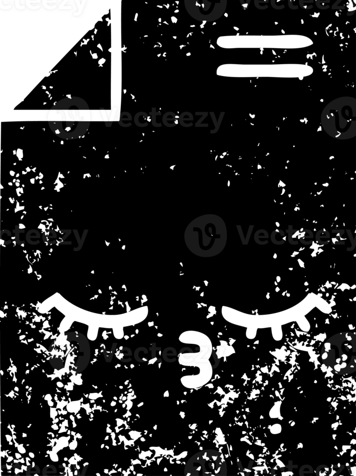 line drawing cartoon of a sheet of paper  distressed icon png
