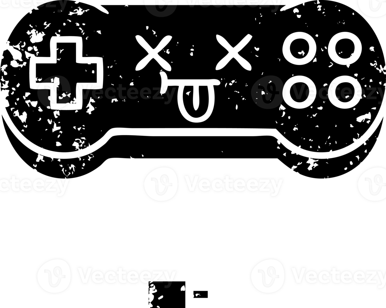 line drawing cartoon of a game controller distressed icon png