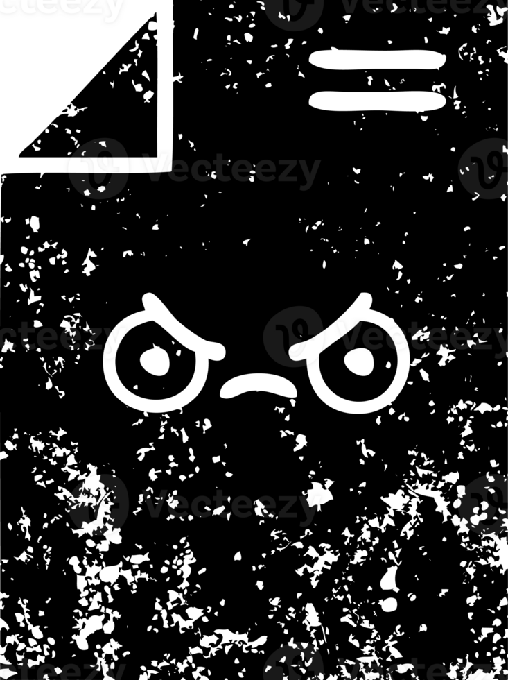 line drawing cartoon of a sheet of paper  distressed icon png