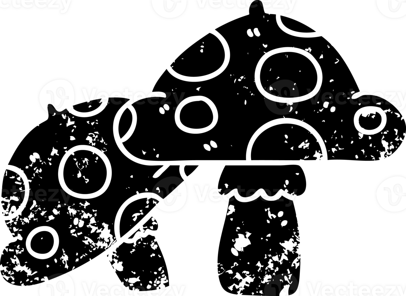 line drawing quirky cartoon toadstools distressed icon png