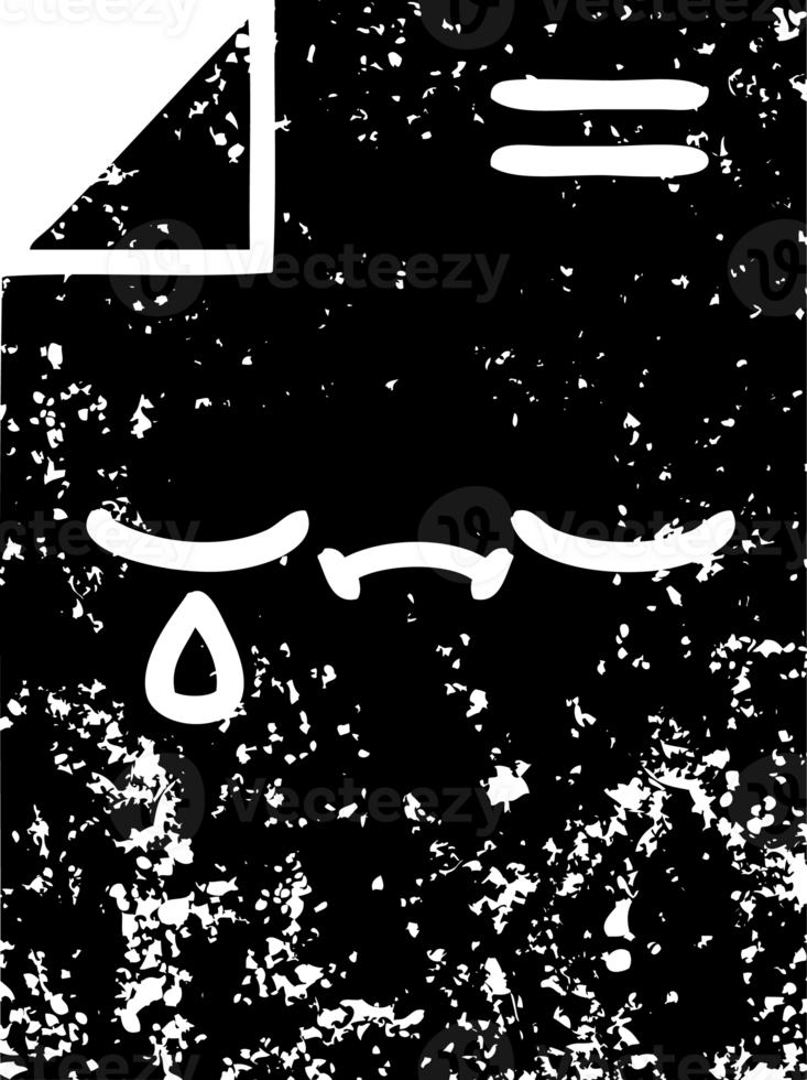 line drawing cartoon of a sheet of paper  distressed icon png