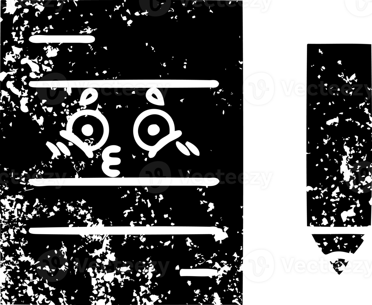 line drawing cartoon of a test paper distressed icon png