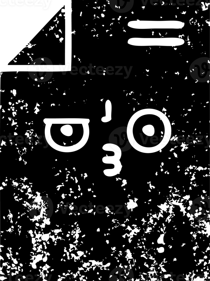 line drawing cartoon of a sheet of paper  distressed icon png