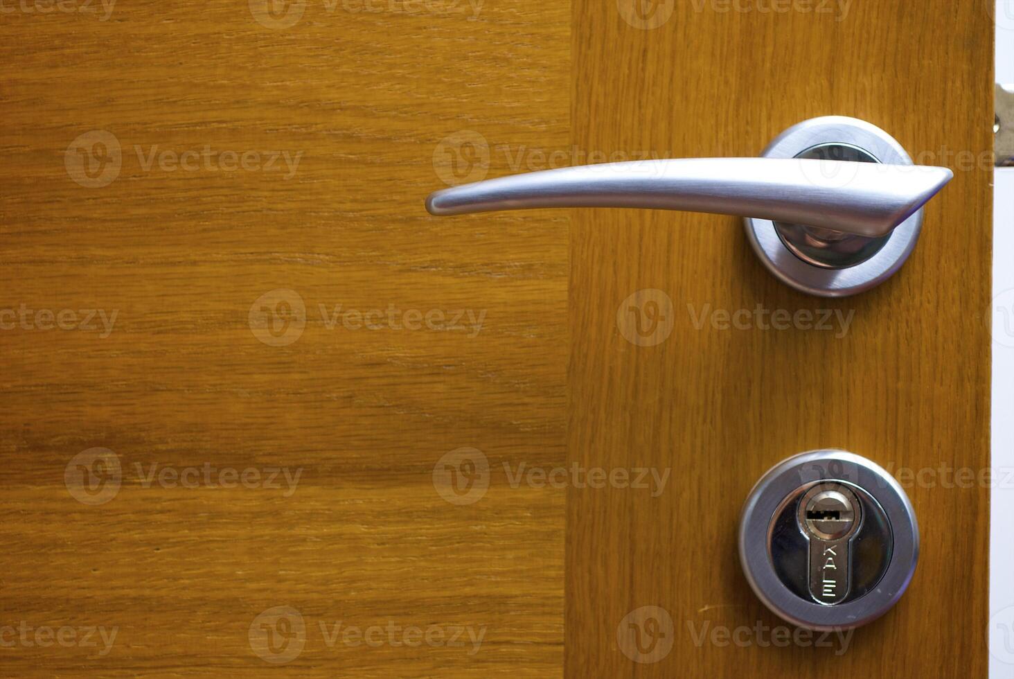 Wooden door with the lock photo