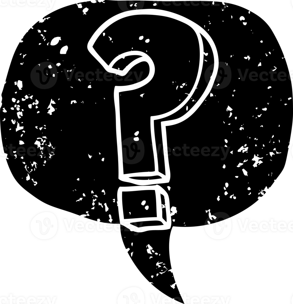 hand drawn speech bubble cartoon question mark symbol distressed icon png