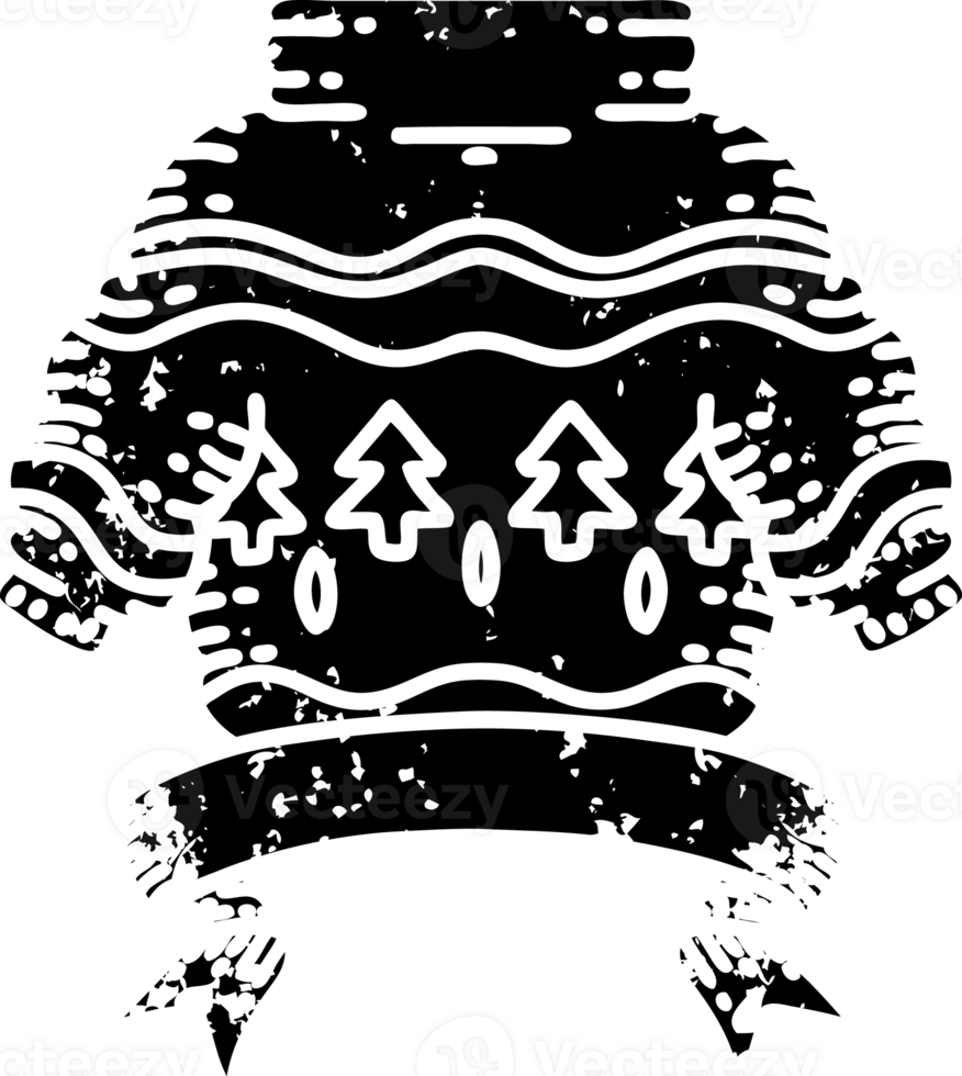 scroll banner with black line work tattoo style christmas jumper distressed icon png
