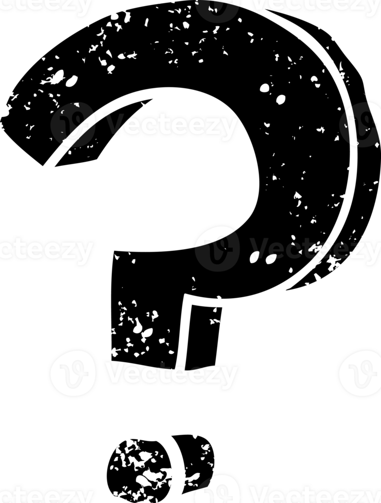 cartoon question mark distressed icon png