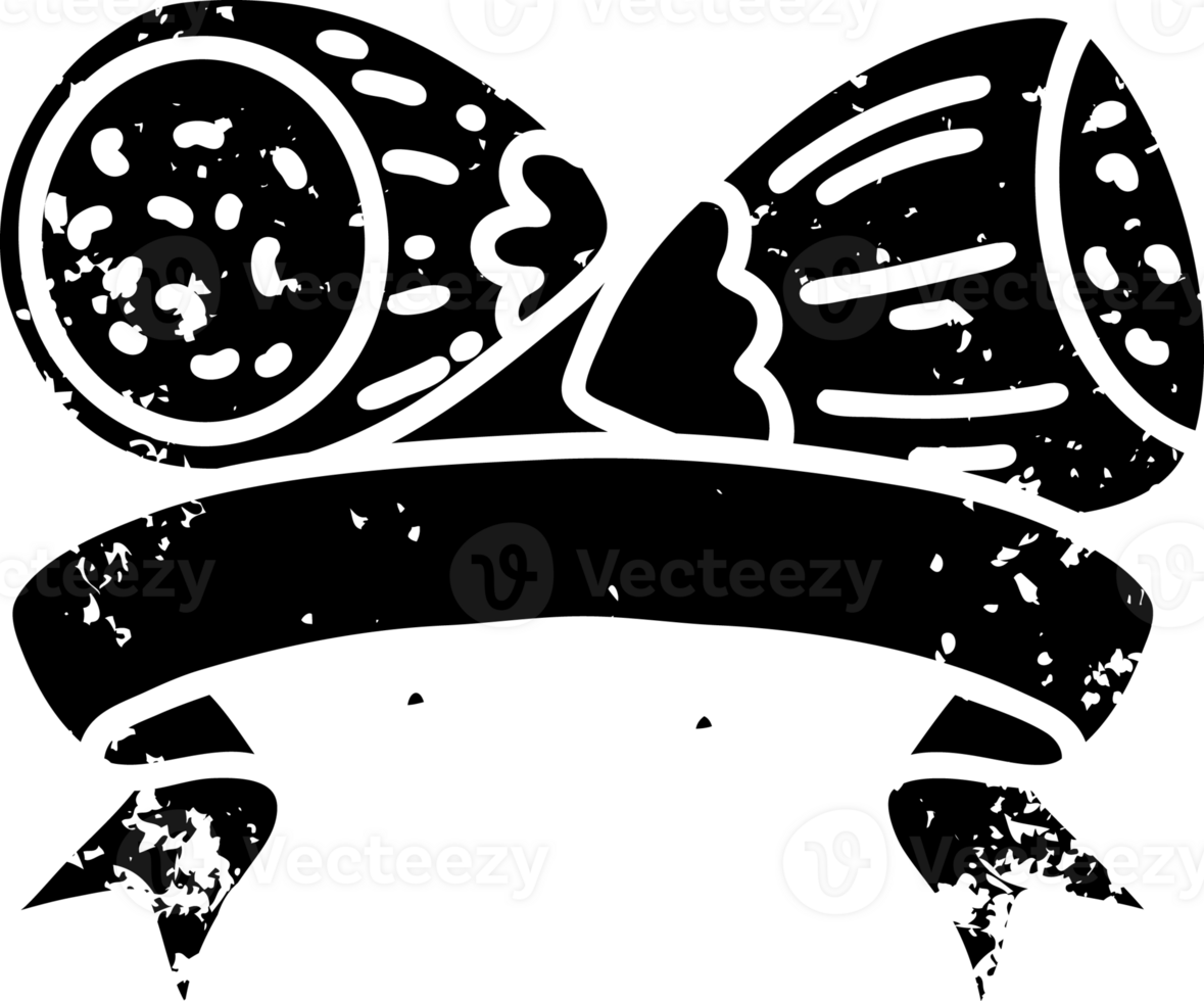 scroll banner with black line work tattoo style hazelnuts distressed icon png