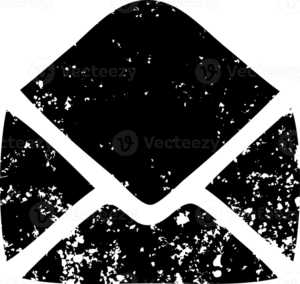 line drawing cartoon of a paper envelope distressed icon png
