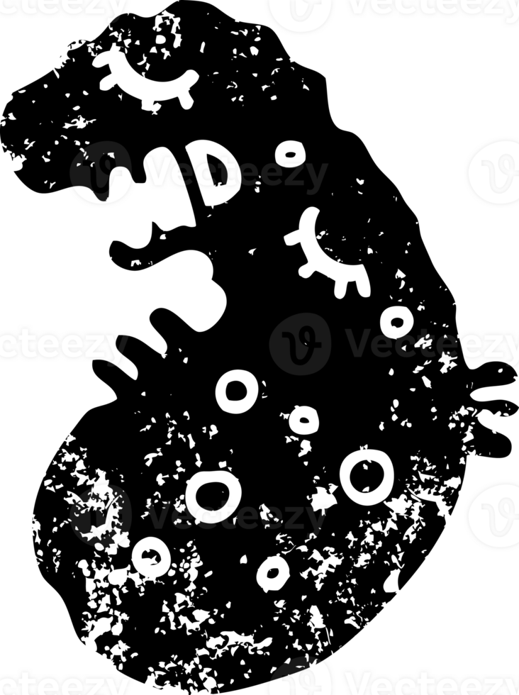 black and white cartoon germ distressed icon png