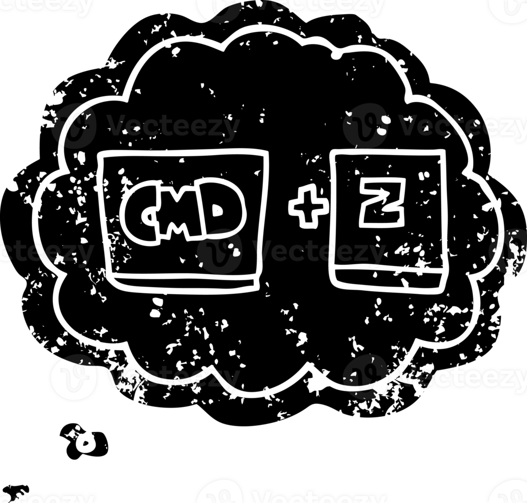 hand drawn thought bubble cartoon command Z function distressed icon png