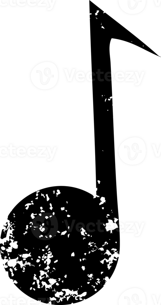 line drawing cartoon of a musical note distressed icon png