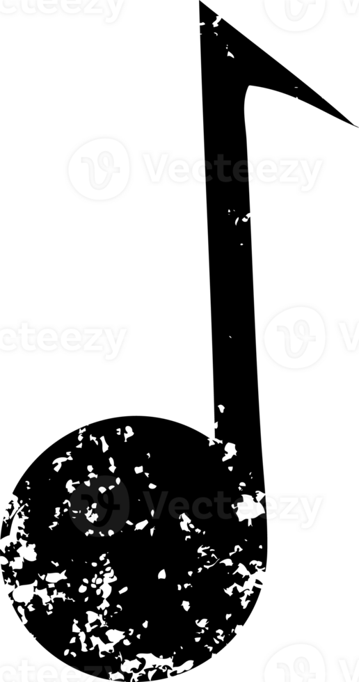 line drawing cartoon of a musical note distressed icon png