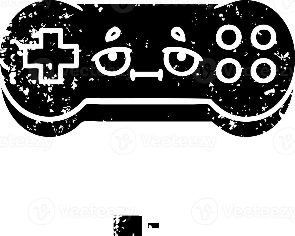 line drawing cartoon of a game controller distressed icon png