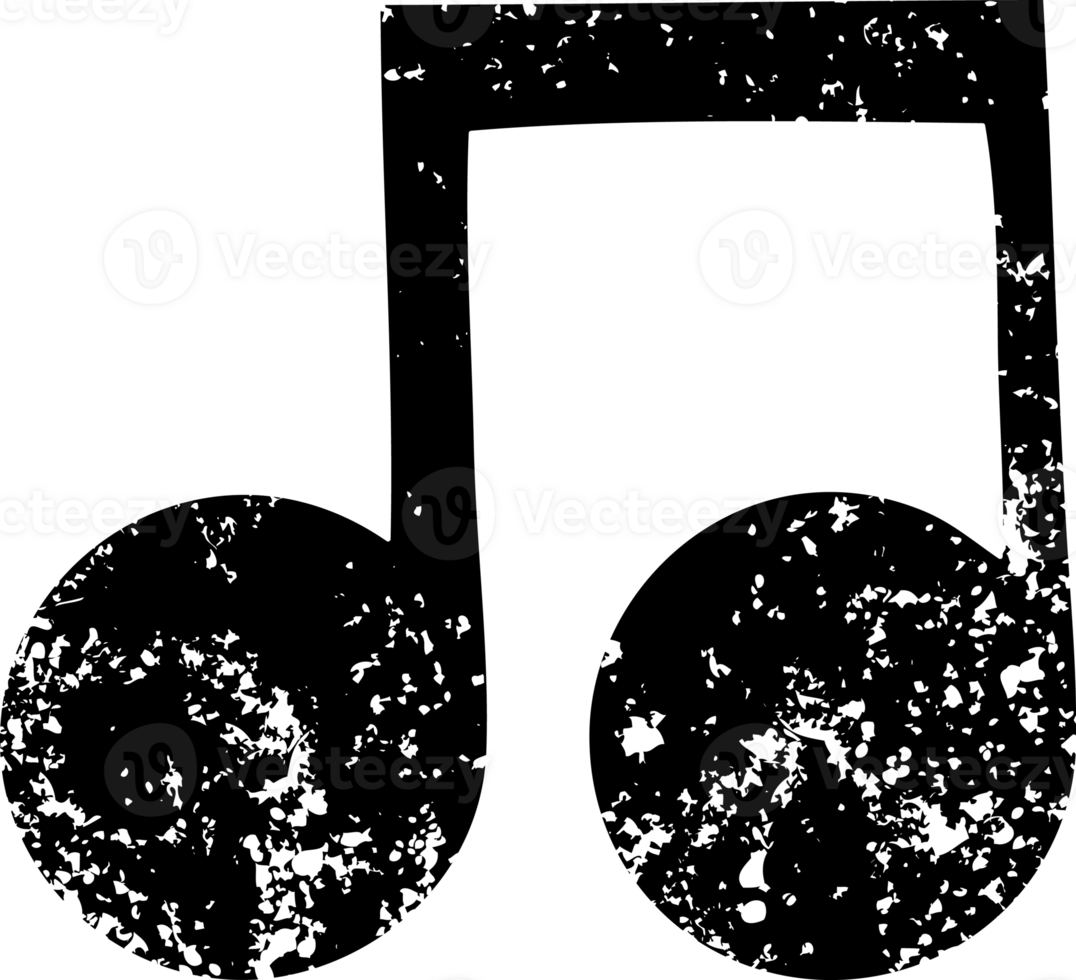 line drawing cartoon of a musical note distressed icon png