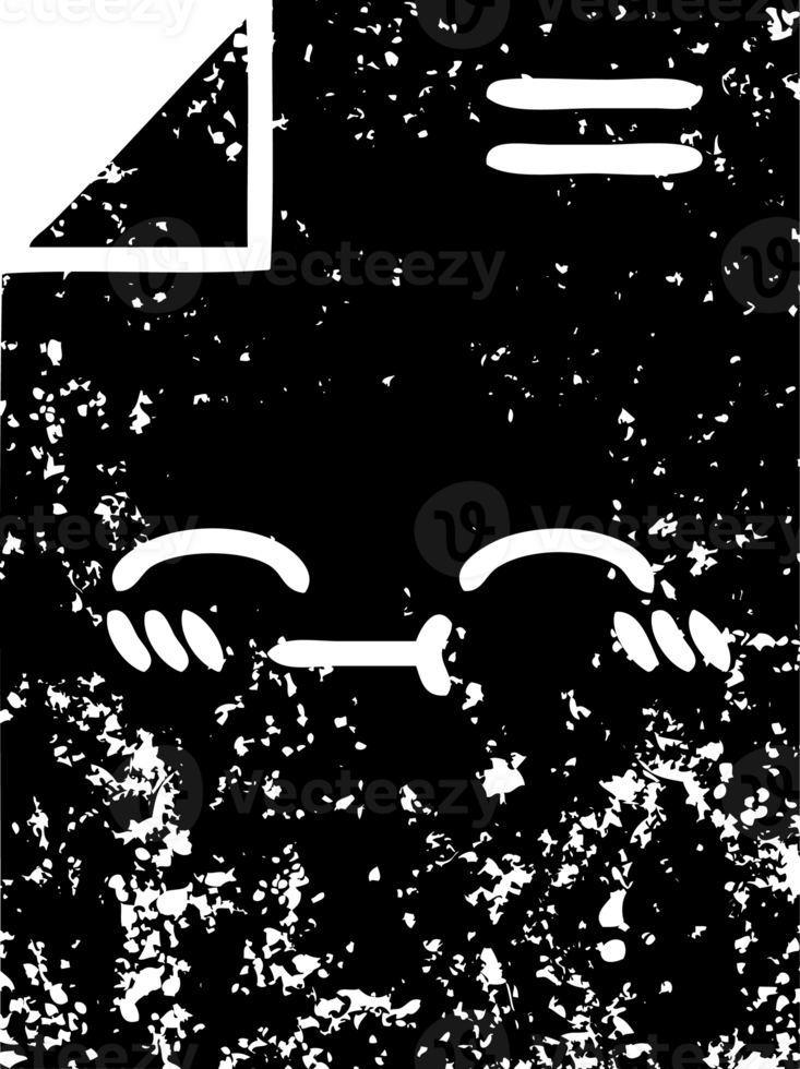 line drawing cartoon of a sheet of paper  distressed icon png