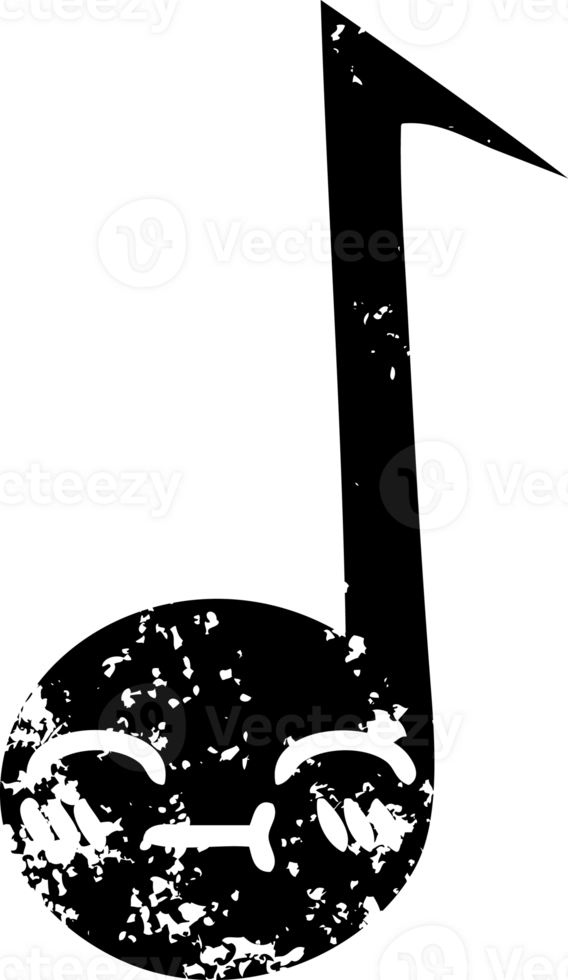line drawing cartoon of a musical note distressed icon png