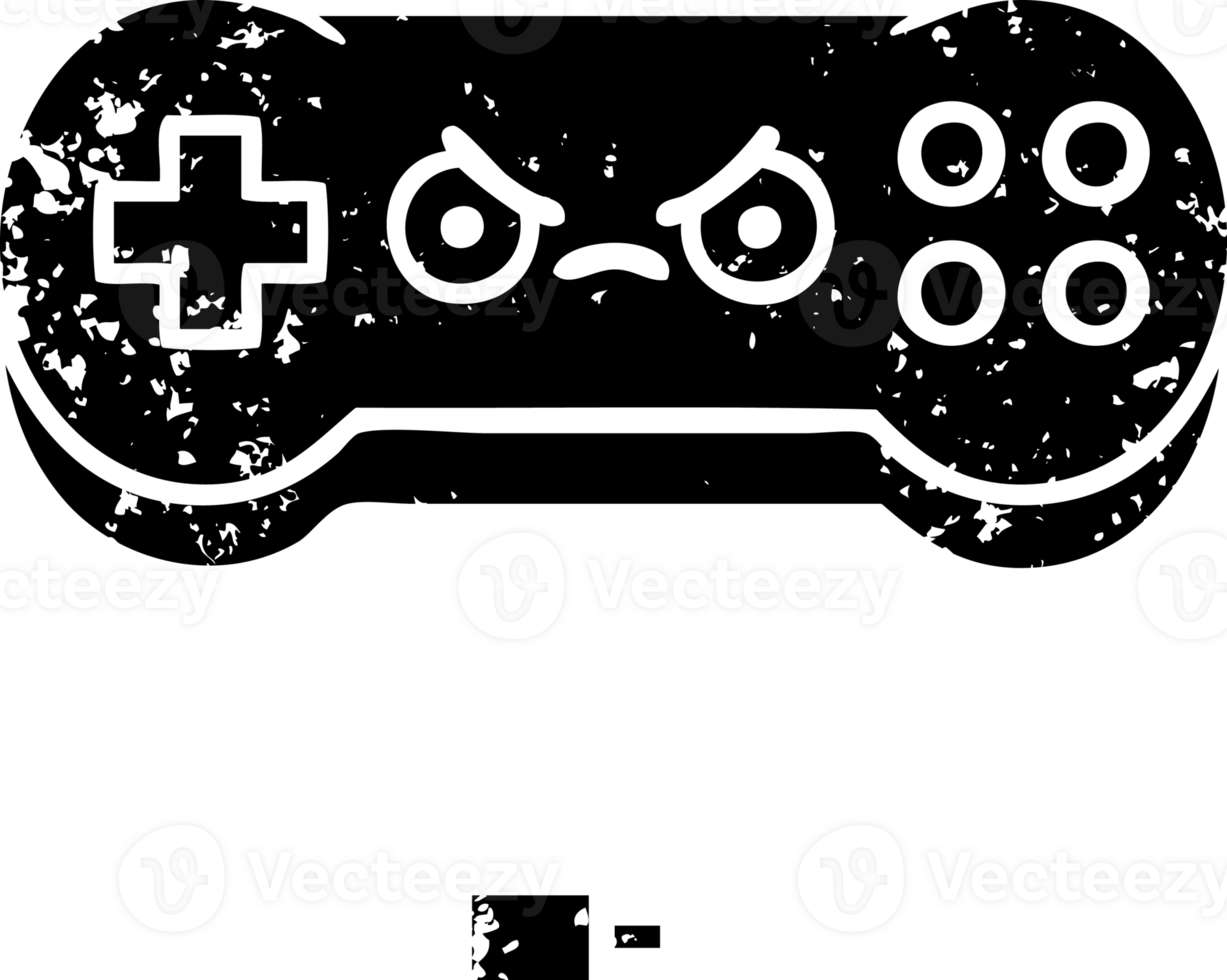line drawing cartoon of a game controller distressed icon png