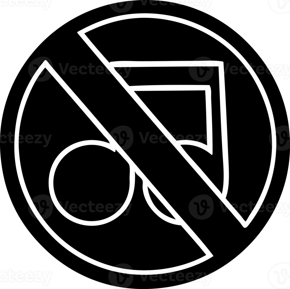 line drawing cartoon of a no music sign solid black icon png