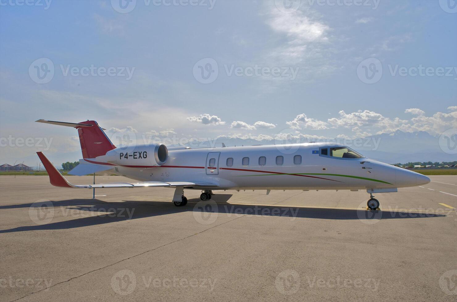business plane parked at the airport photo