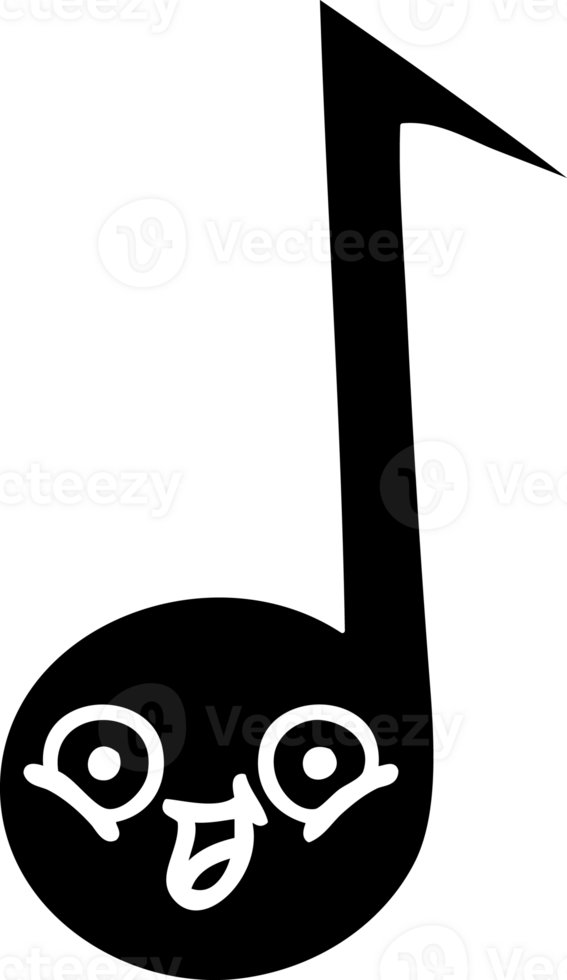 line drawing cartoon of a musical note solid black icon png