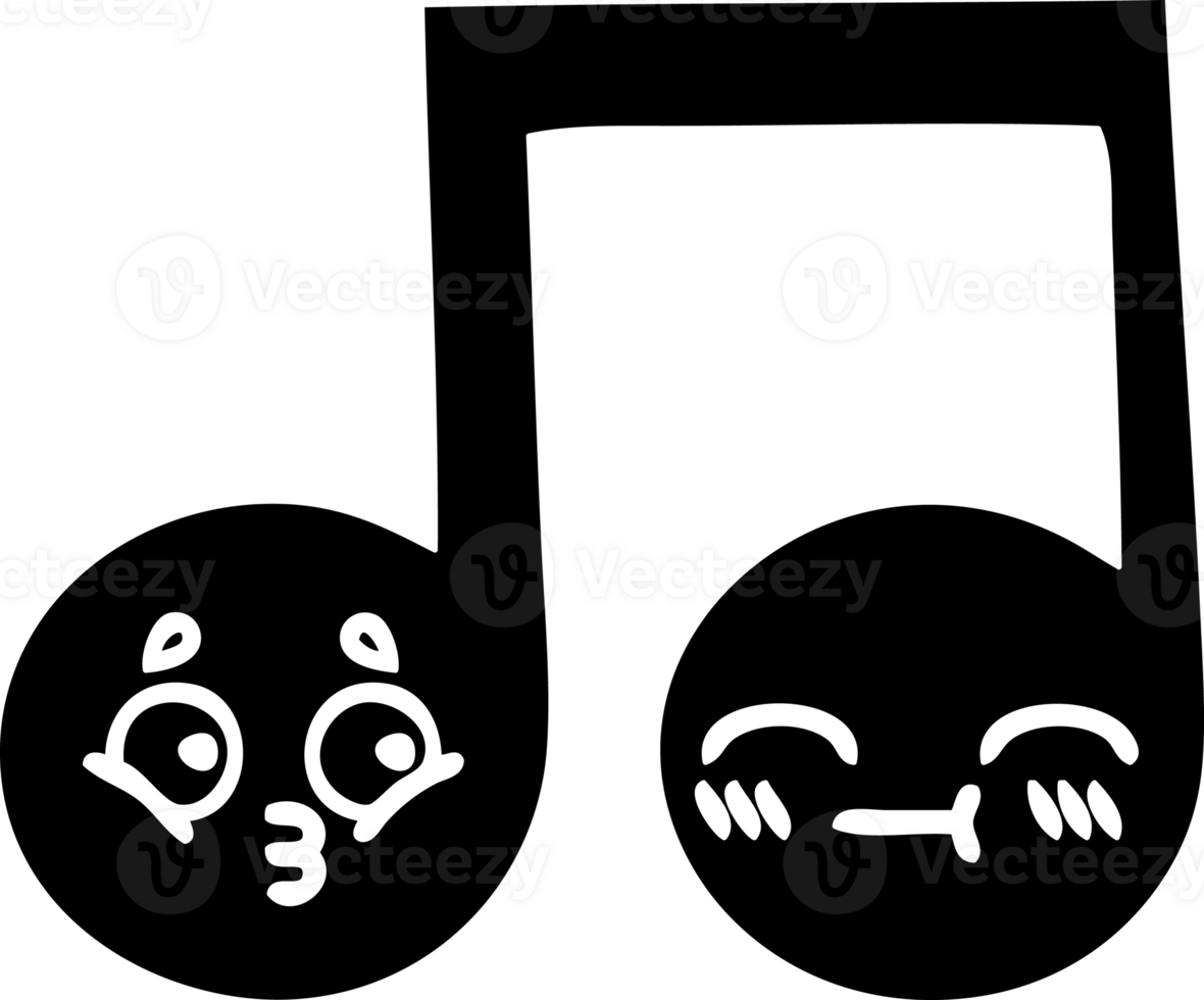 line drawing cartoon of a musical note solid black icon png